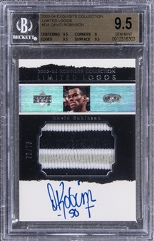 2003-04 UD "Exquisite Collection" Limited Logos #DA David Robinson Signed Game Used Patch Card (#72/75) – BGS GEM MINT 9.5/BGS 10